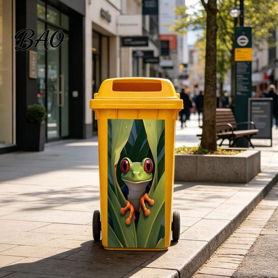 Weatherproof Waste Container Art Fun Animal Trash Can Stickers, Self?Adhesive Bin Decals for Outdoor Removable Vinyl Skins Garbage Can, Mailbox