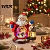 Santa Claus Resin Statue Christmas Figurine with LED Light, Glowing Statue, Snow Landscape Desktop Decoration for Party Favors