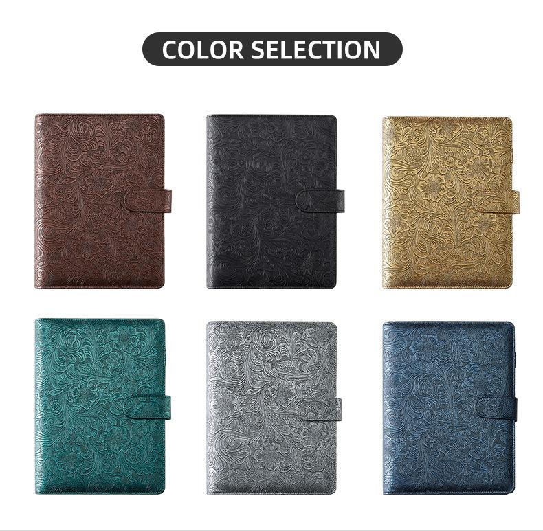 2026New Vintage Embossed PU Leather DIY Binder Notebook Cover Diary Agenda Planner Paper Cover School Stationery