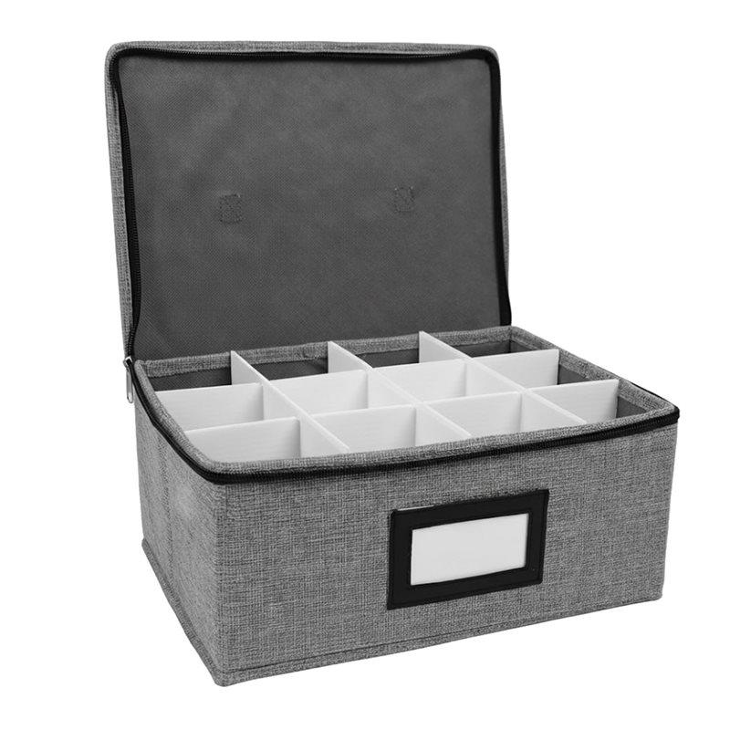 Коробка для хранения бокалов для вина Вмещает 12 бокалов стандартного размера С разделителями Ручки для переноски в комплекте серый 5880₽