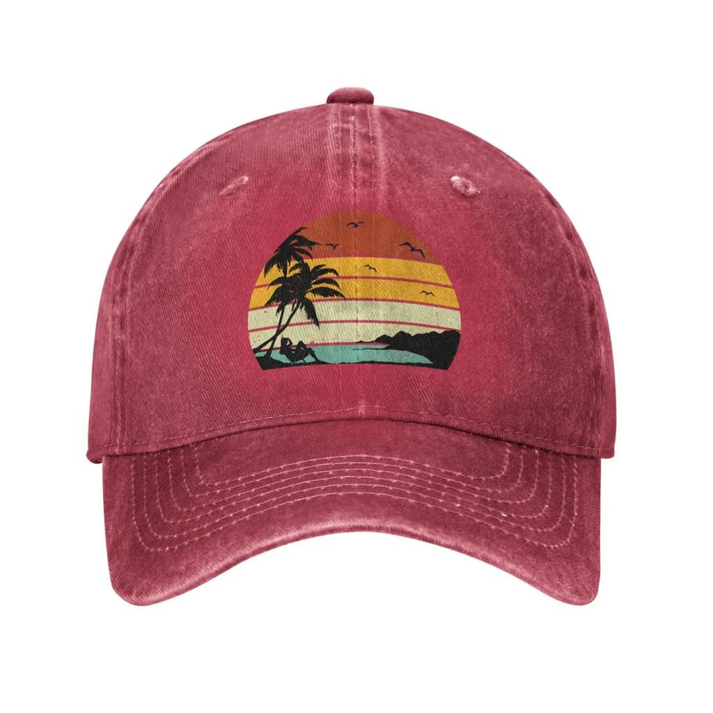 Travel Sea Beach Retro Sunset Baseball Cap for Men Women Vintage Trucker Hat Golf Hats Dad Hat Deep Heather