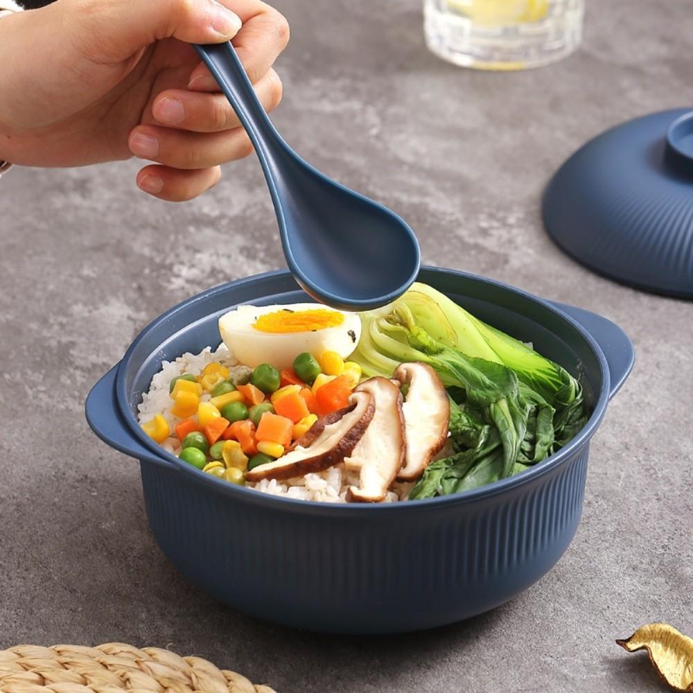Lid Cover Instant Noodle Bowls 1L Capacity Soup Bowls Durable Plastic Rice Bowl Hot Rice