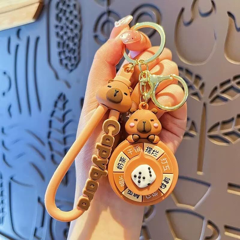 Capybara Rotating Cute Cartoon Bag Charm [LeChengMM] Keychain. (Type 2)
