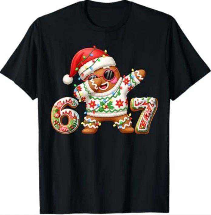 

Funny Gingerbread Six Seven 67 Ice Cream Drip Christmas Boys T-Shirt 3XL