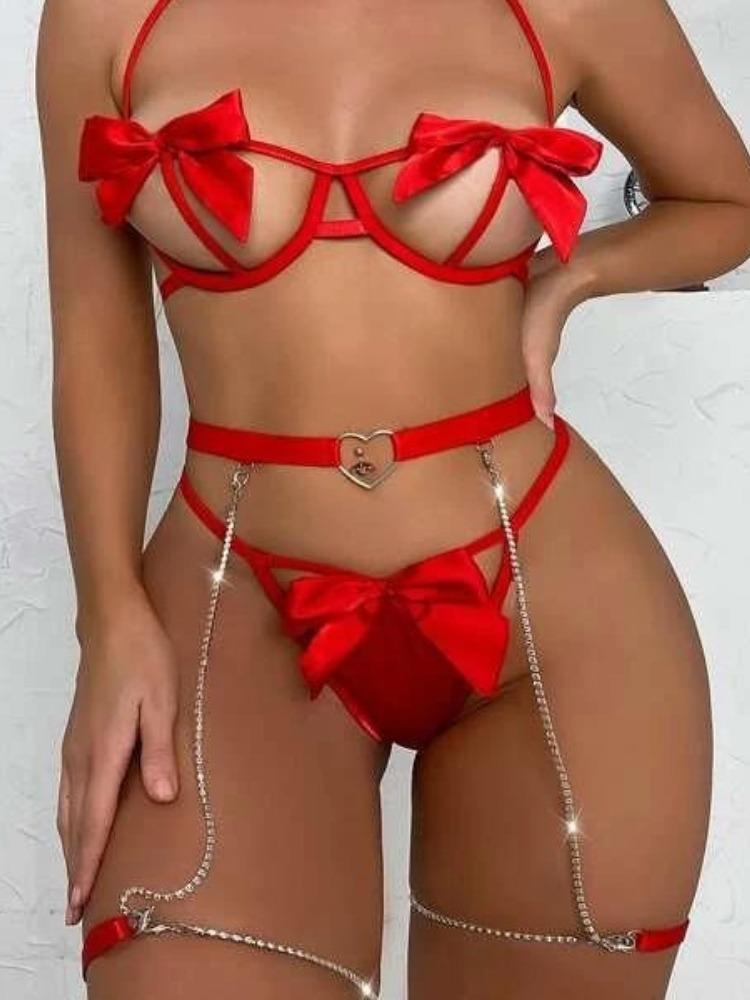 Role Play Lingerie Women's Sexy Mesh PU Leather Splicing See-through Slim Hanging Neck Free Temptation Erotic Open Anal Bodysuit