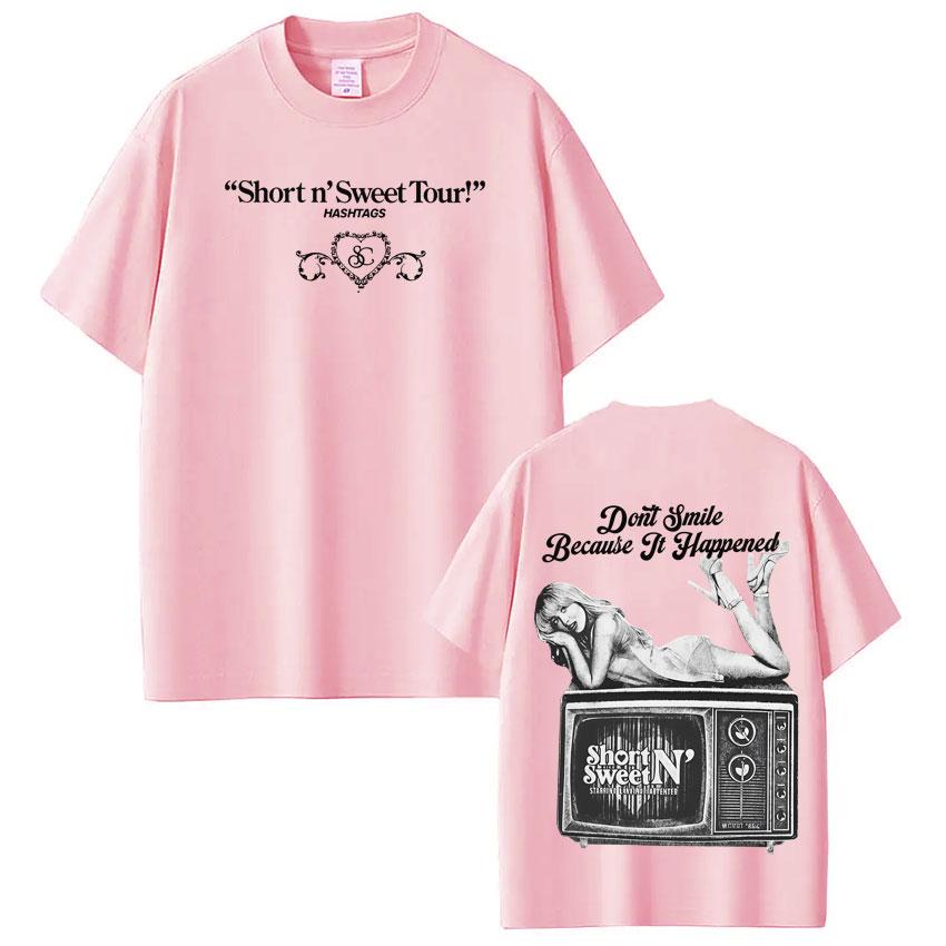 Sabrina Carpenter Short and Sweet Tour Graphic Tees Men Women Pop Music Vintage Fan Gift Tshirts Cotton Casual Fashion Tshirts