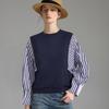 Women's Striped Patchwork Faux Two-Piece Sweatshirt