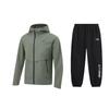 Li Ning Windproof Hooded Letter Print Long Sleeve Jacket And Comfortable Long Pants Casual Sports Suit Unisex Sportswear AFDU951-4+YKLU208-1