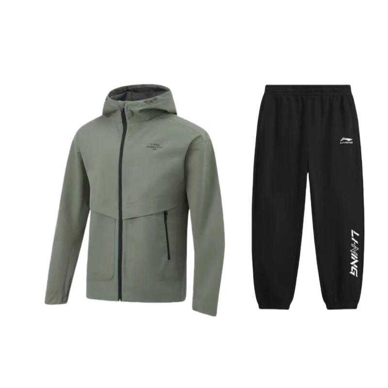 

Ветрозащитная куртка с капюшоном и принтом букв с длинными рукавами и удобные длинные брюки, повседневный спортивный костюм, унисекс, спортивная одежда AFDU951-4+YKLU208-1 L