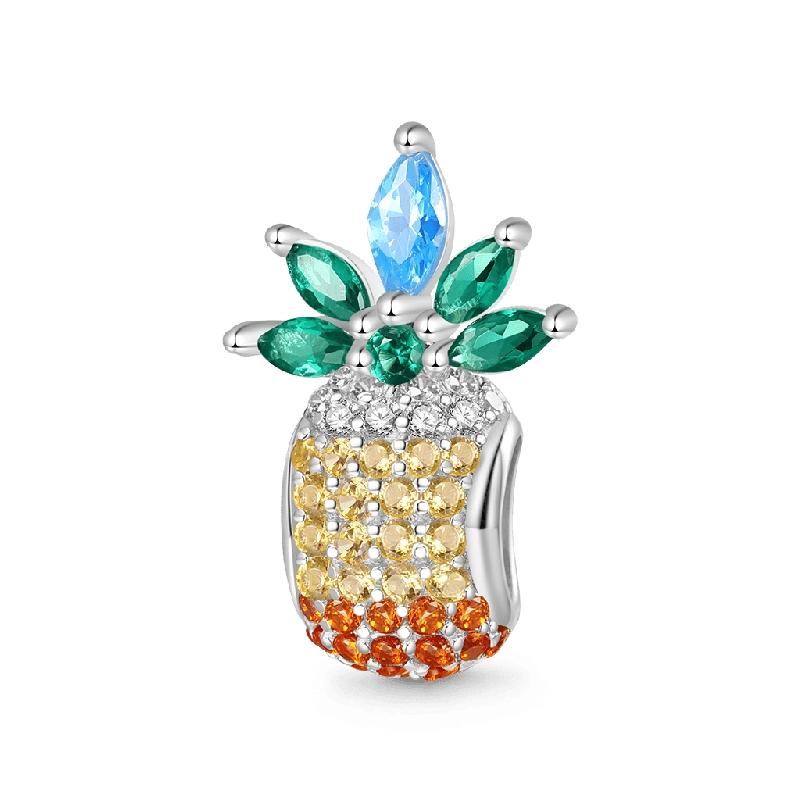 New Copper Blue Heart Butterfly Pineapple Golden Lily Pendant Diy Charm Bead Fit For Original Bracelet Women'S Luxury Jewelry