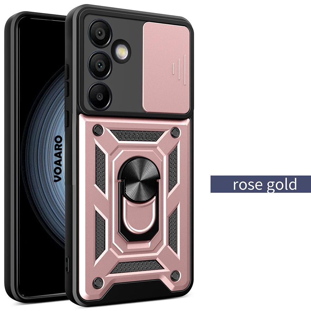 Slide Lens Armor Funda for Samsung Galaxy S24 FE Ultra S23 Plus Ultra M15 F15 M55 A15 A55 A35 5G Case Magnetic Ring Stand Cover