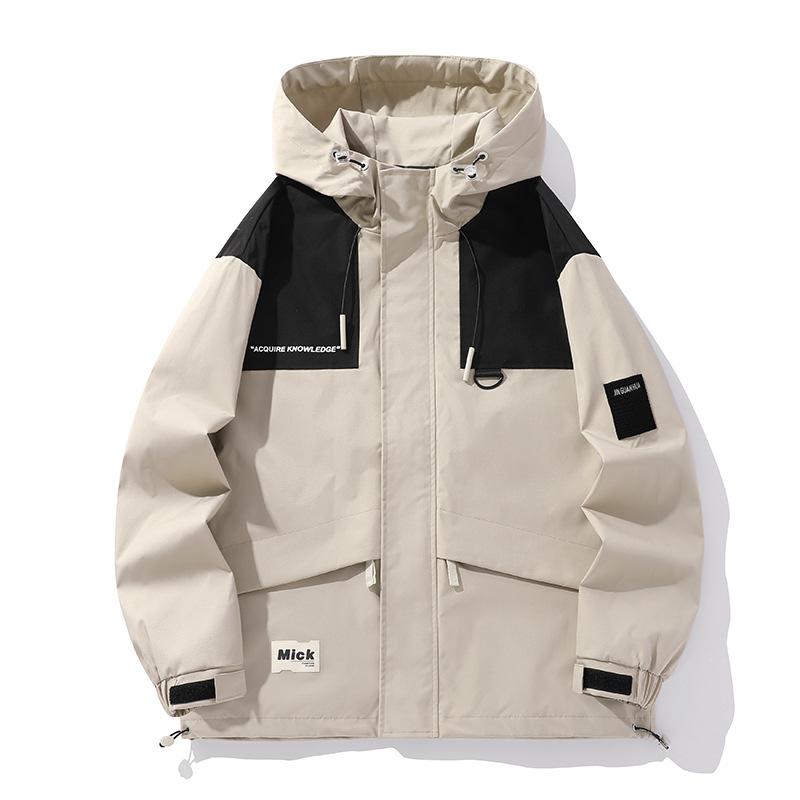 

Spring and Autumn Men s Handsome Versatile Hooded Jacket Fat Men s Loose Casual Jacket M хаки