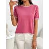 Summer Women's Pullover Short Sleeved Round Neck Short Sleeved Striped Knitted Sweater Shirt