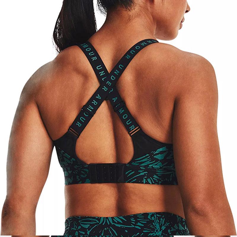 Under Armour Infinity All Over Print High Intensity Training Sports Bra Women Underwear Green 1369026-002