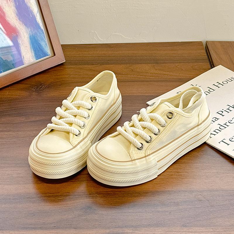 

- Canvas shoes women s new spring thick-soled design step on the feet, white shoes are easy for women to wear 35 бежевый
