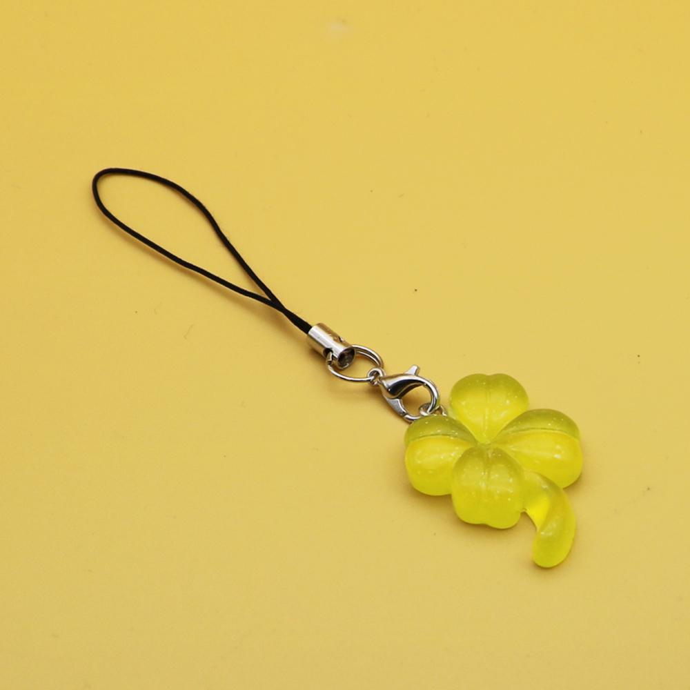 Cute Lucky Leaf Phone Charms Pendant Kawaii Keychain Cases For iP 14 Y2K Sweet Lanyard Accessories Ins Korea New