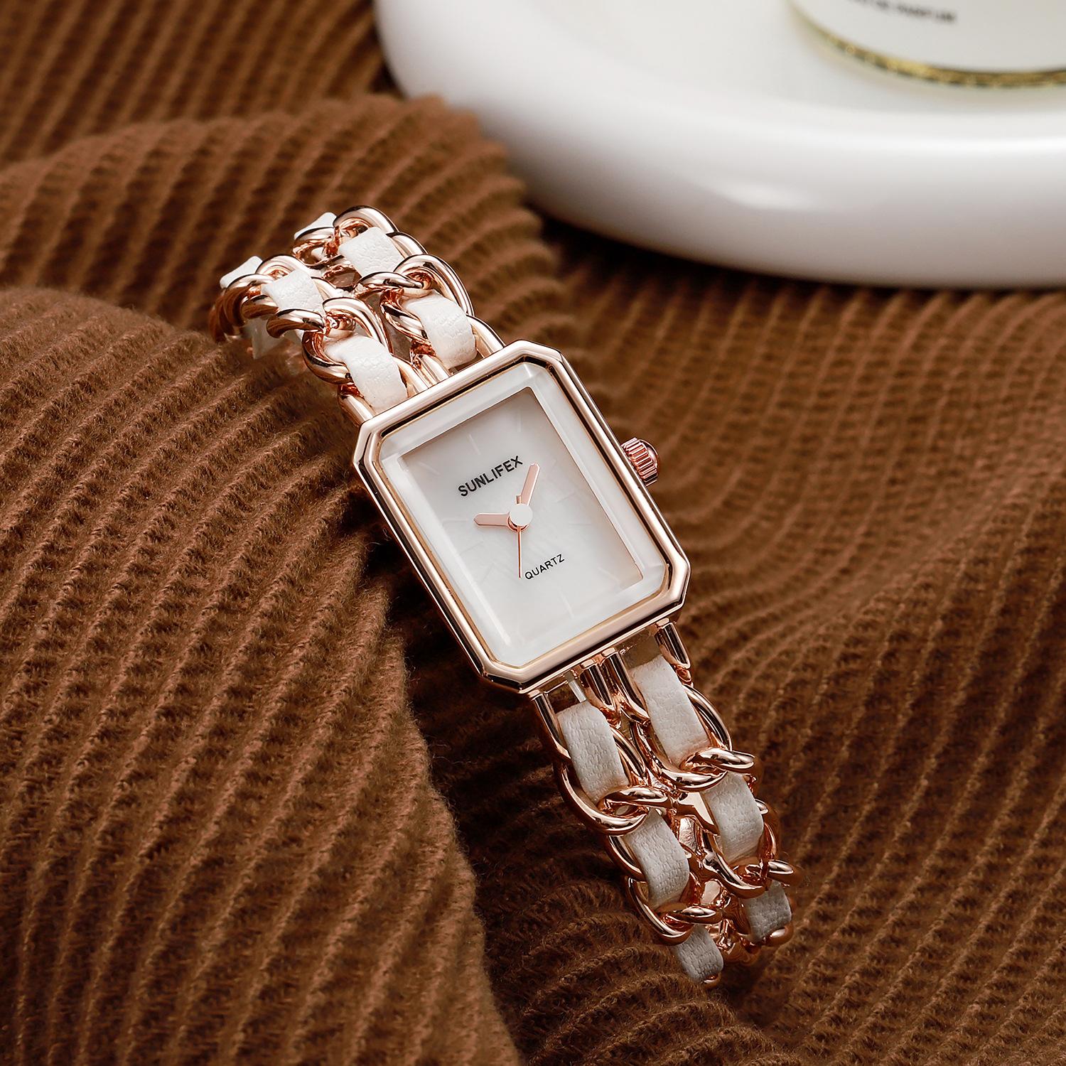 Sunlifex Ретро Женские Часы-Браслет Квадратные Кварцевые Часы Премиум Bare watch белый