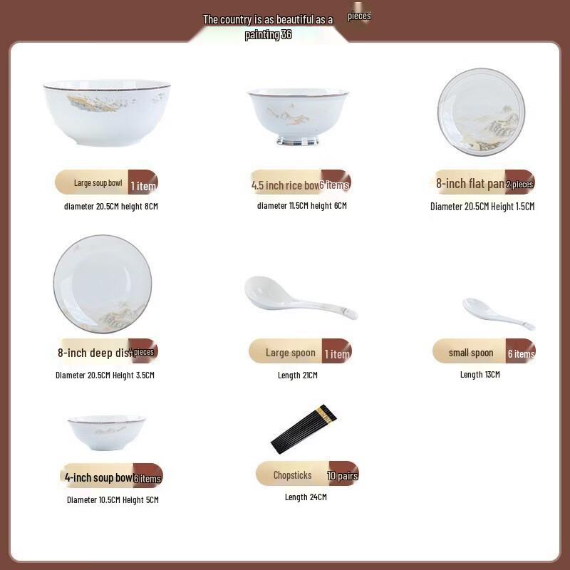 Chu Yi Qi 36-Piece European Bone China Dinnerware Set