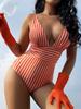 New women's swimsuit multi-color printed waist V-neck back adjustment with chest pad one-piece bikini