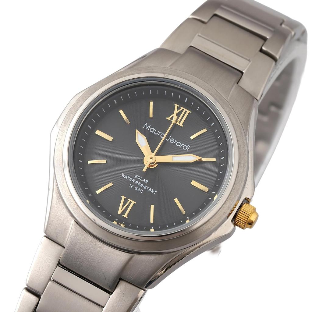 Mauro Geraldi Solar 10 ATM Water MJ040 Women's Watch, Titanium, Lightweight, Resistant, (MJ040-1/Black)