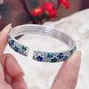 Flower Women's Hand Bracelet Traditional Cuff Bangle India Chinese Cloisonne Bracelet  Women