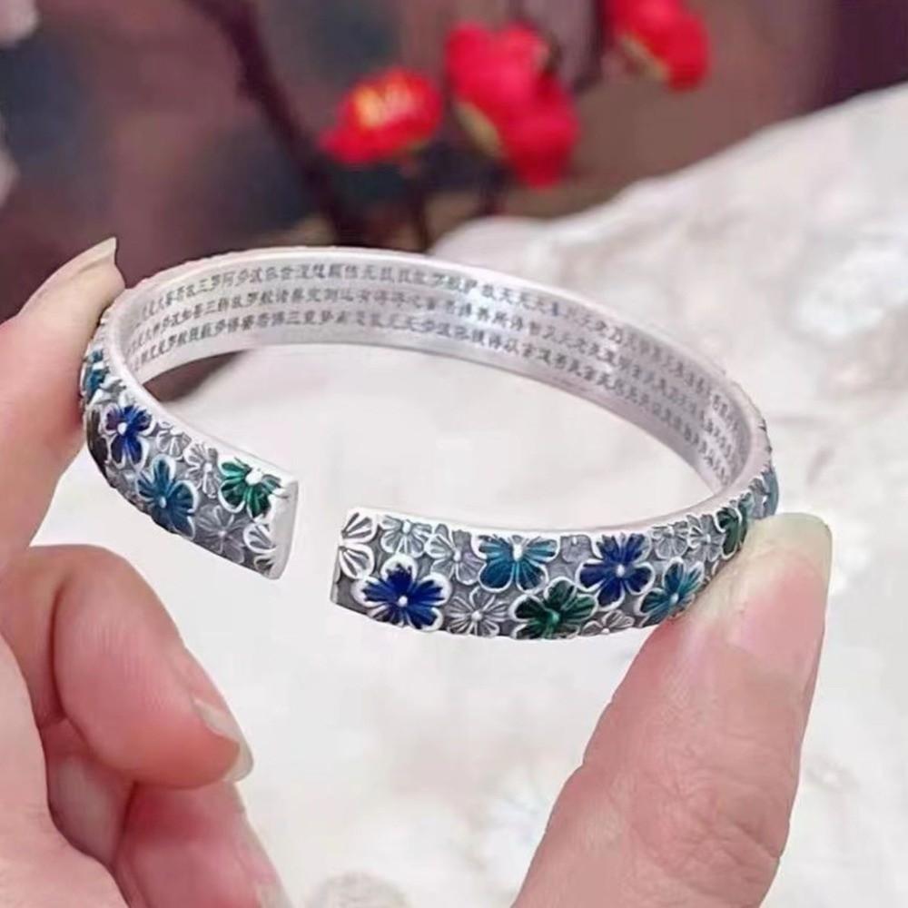Flower Women's Hand Bracelet Traditional Cuff Bangle India Chinese Cloisonne Bracelet  Women