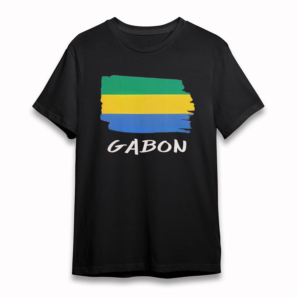 

Men s Soft Comfy T-Shirt Gabon Green Yellow Blue Tee Short Oversize Cotton Black XL