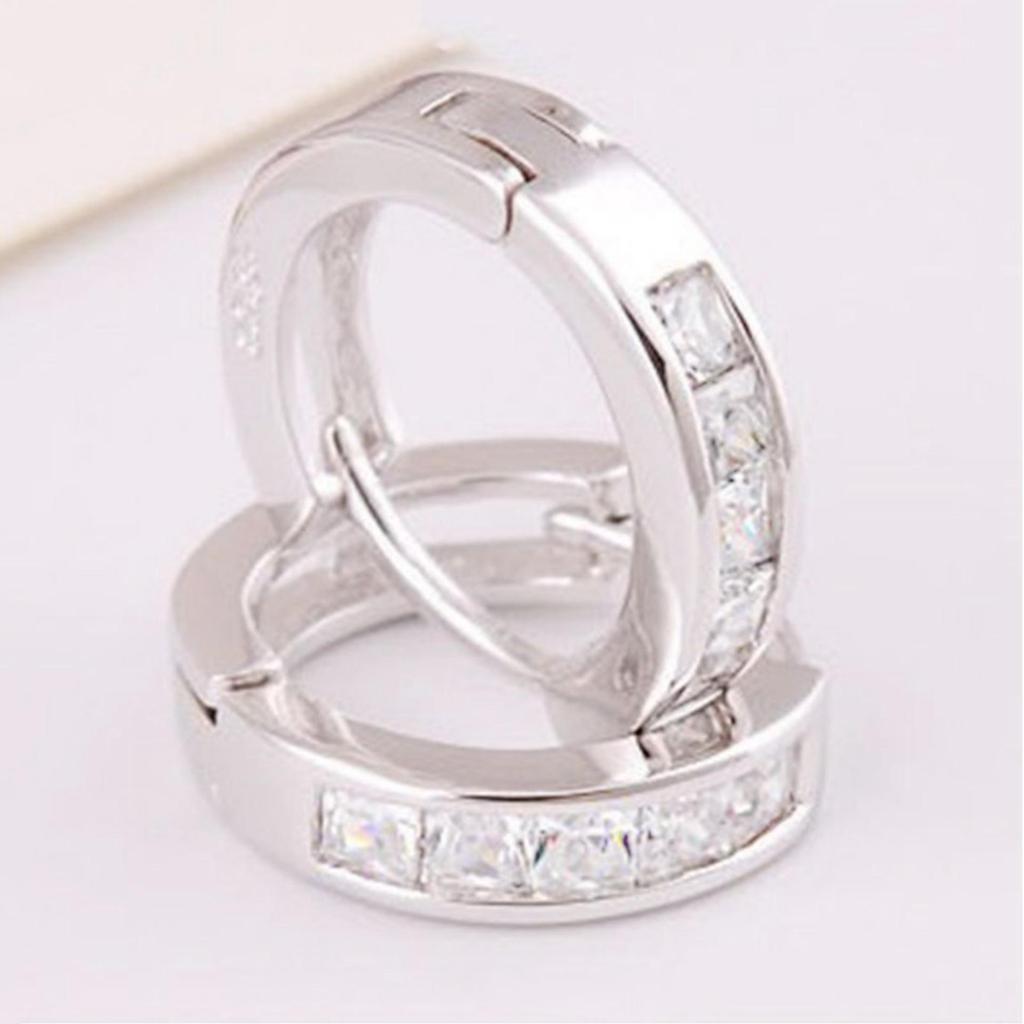 Trendy Minimalist Swiss Zircon Square Stud Ear Cuffs
