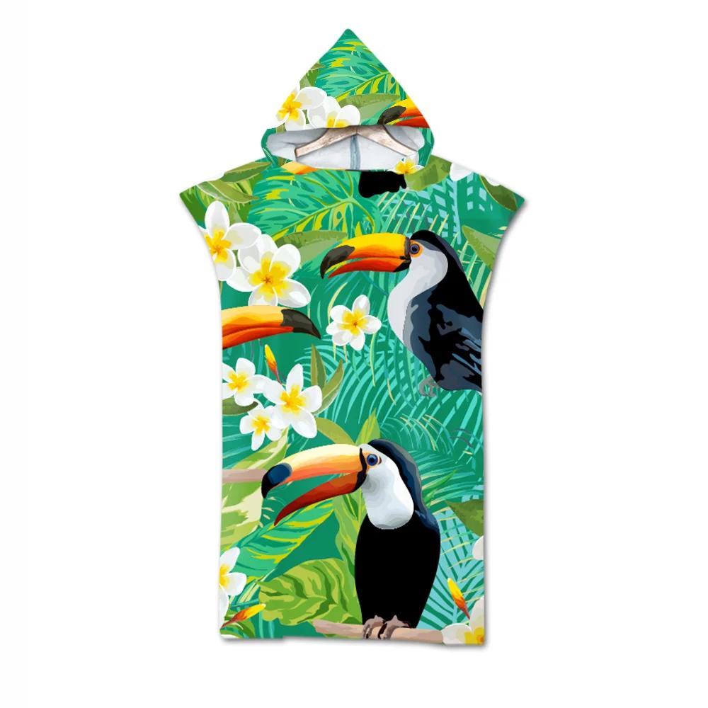 Toalla de Playa de Moda de Verano Microfibra Secado Rápido Capa Grande con Capucha Poncho de Animales de Dibujos Animados para Adultos Bata de Baño para Nadar Surf Toalla de Baño