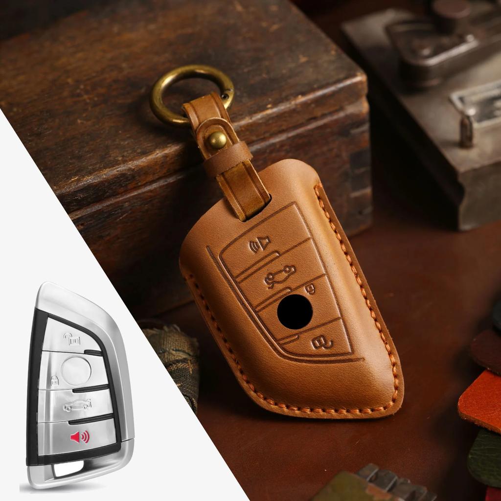 Car Key Case Cover Leather Accessories Keychain Fob Protector for Bmw Series 1 F15 F16 F20 F48 G20 G30 X1 X3 X4 X5 X6 Keyring