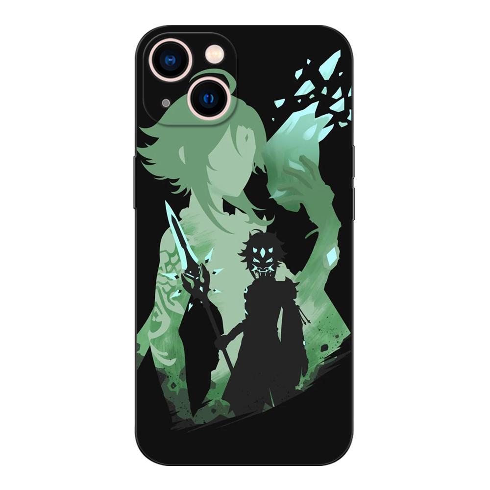 Schwarze TPU-Hülle für Samsung Galaxy S6 s7 s8 s9 plus Rückseite Genshin Impact Anime