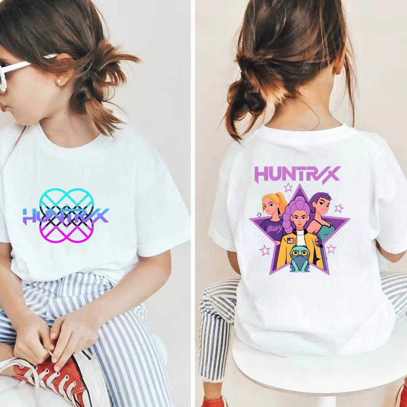 Kpop Hunter Girls' Korean Printed Short Sleeve Medium to Small Kids' T-Shirt
