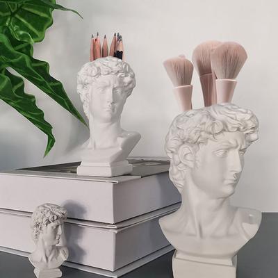 Pennhållare Harts Davidstaty Miniatyrfigur Porträtt Sminkborstförvaringslåda Blomkruka Bord Skrivbordsorganisatör Heminredning