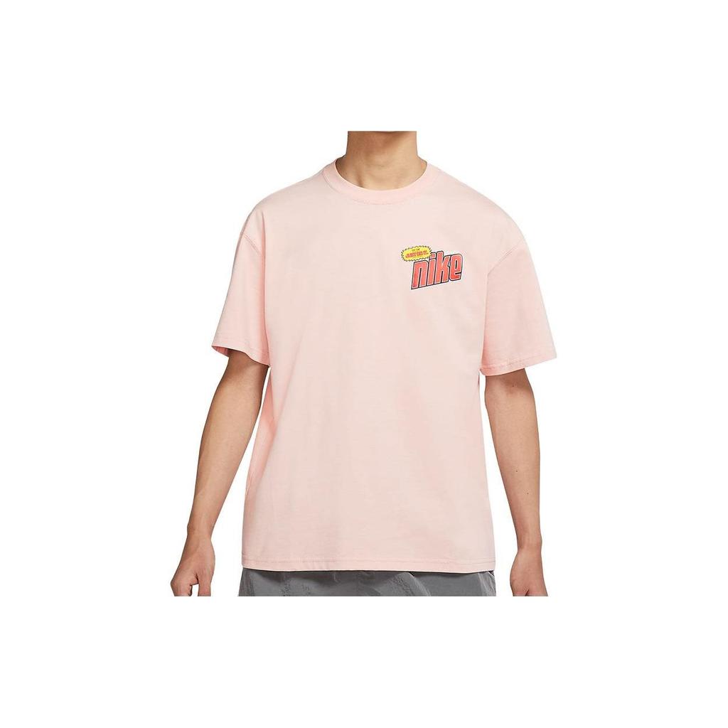 Nike T Shirts Men's Pink Crew Neck Moderate Straight Fit DM2198-601