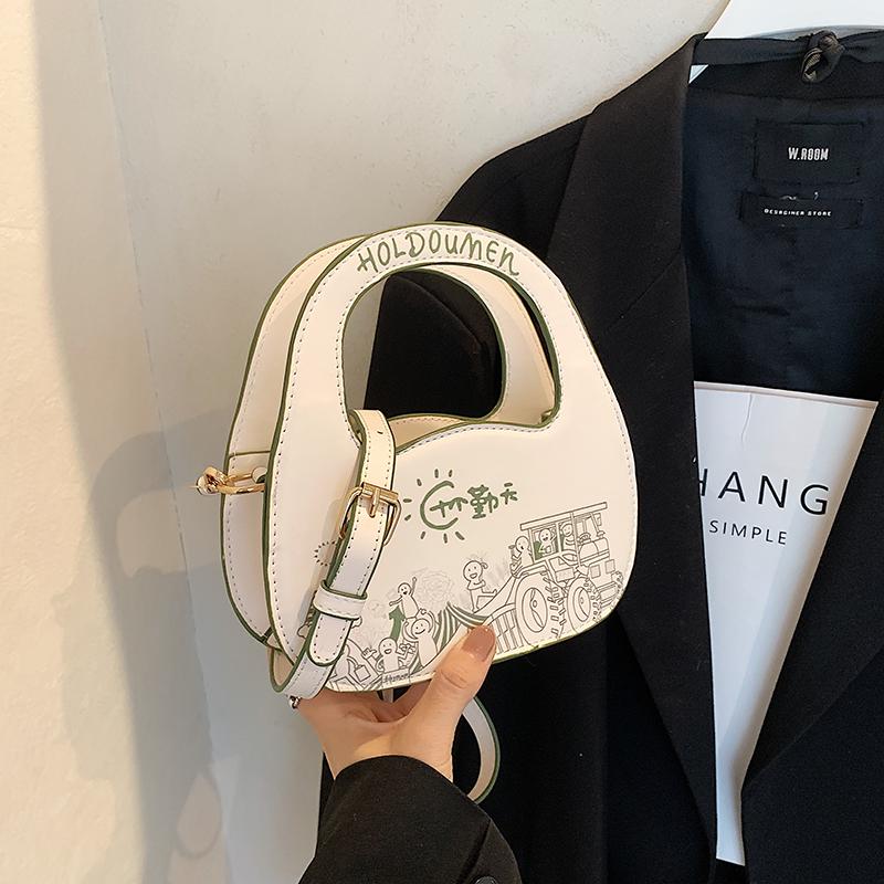 Fashion Women's Shoulder Bag Personalized Cartoon Pattern Small Handbags Sweet Girls Letter Versatile Crossbody Bags New Trend