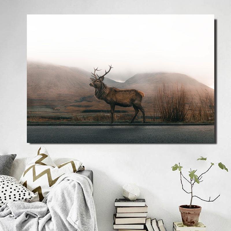 Giant Deer Oil Painting Animal Poster Giant Deer Landscape Painting Home Decoration Wall Decoration