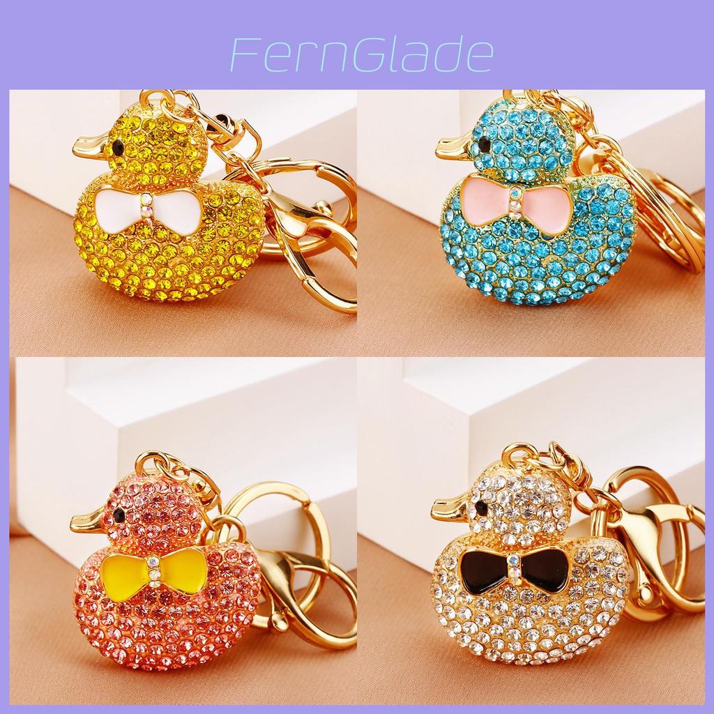 Adorable Diamond Encrusted Yellow Duck Car Keychain Gift For Women Stylish Accessory