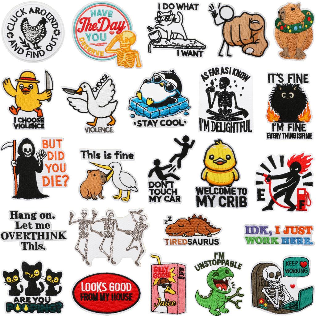 Englisches Alphabet Stickerei Stoff Aufkleber Schwarze Katze Aufnäher Aufkleber Kleidung Dekoration Frosch Orang-Utan Computer Stickerei Siegel Junge