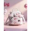Hello Kitty Cartoon Backpack With Spliced Pu Fabric And Adjustable Shoulder Straps For School