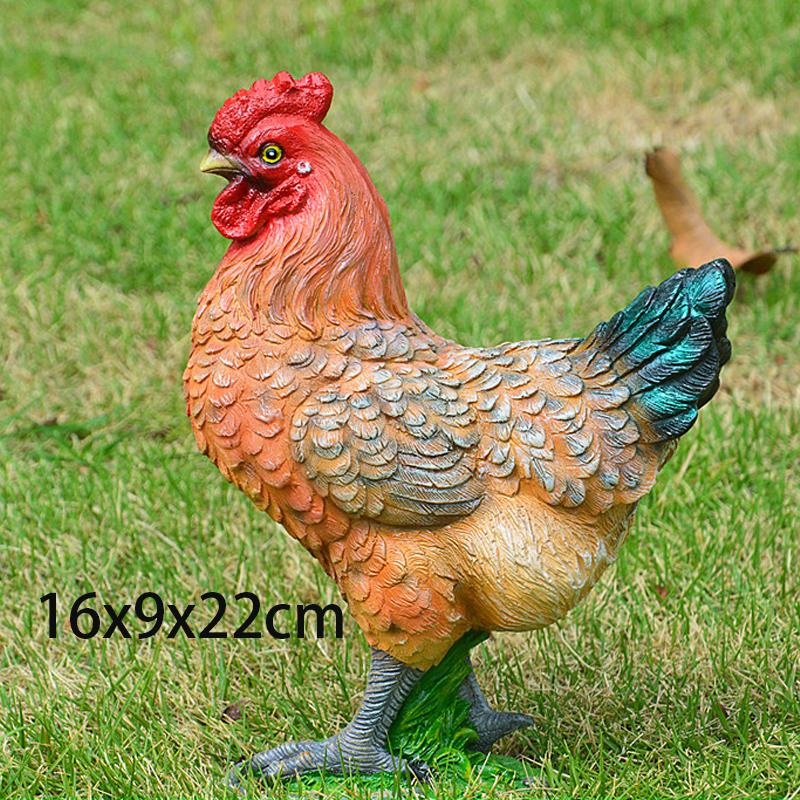 Resin Statue Simulation Poultry Chicken Rooster Hen Model Figurines Landscape Sculpture Courtyard Garden Decoration