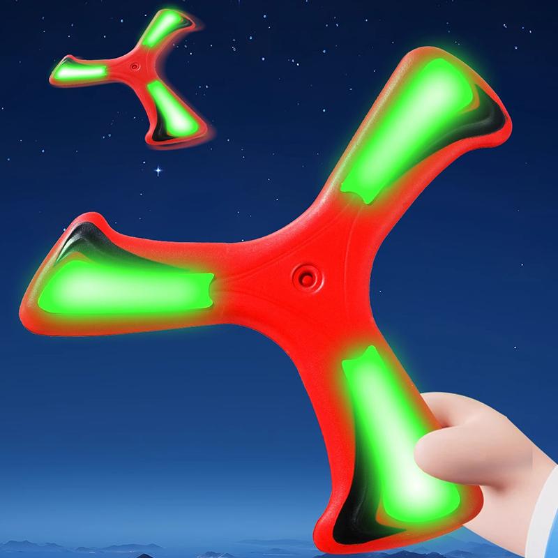 Brinquedo de Disco Voador Esportivo ao Ar Livre Boomerang Luminoso de Eva Dardo de Retorno Spinner Cruzado de Três Folhas Jogo Interativo