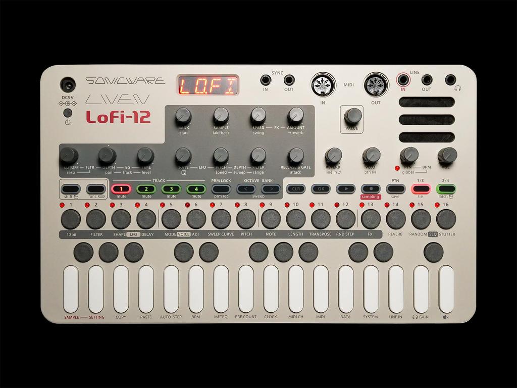 SONICWARE LIVEN Sampling Groove Retro Sampler Sampler Step 10 11 Track Effects 9 Master Battery Speaker Lofi-12 [Lo-fi Box] - 12-bit Mode, 4-track