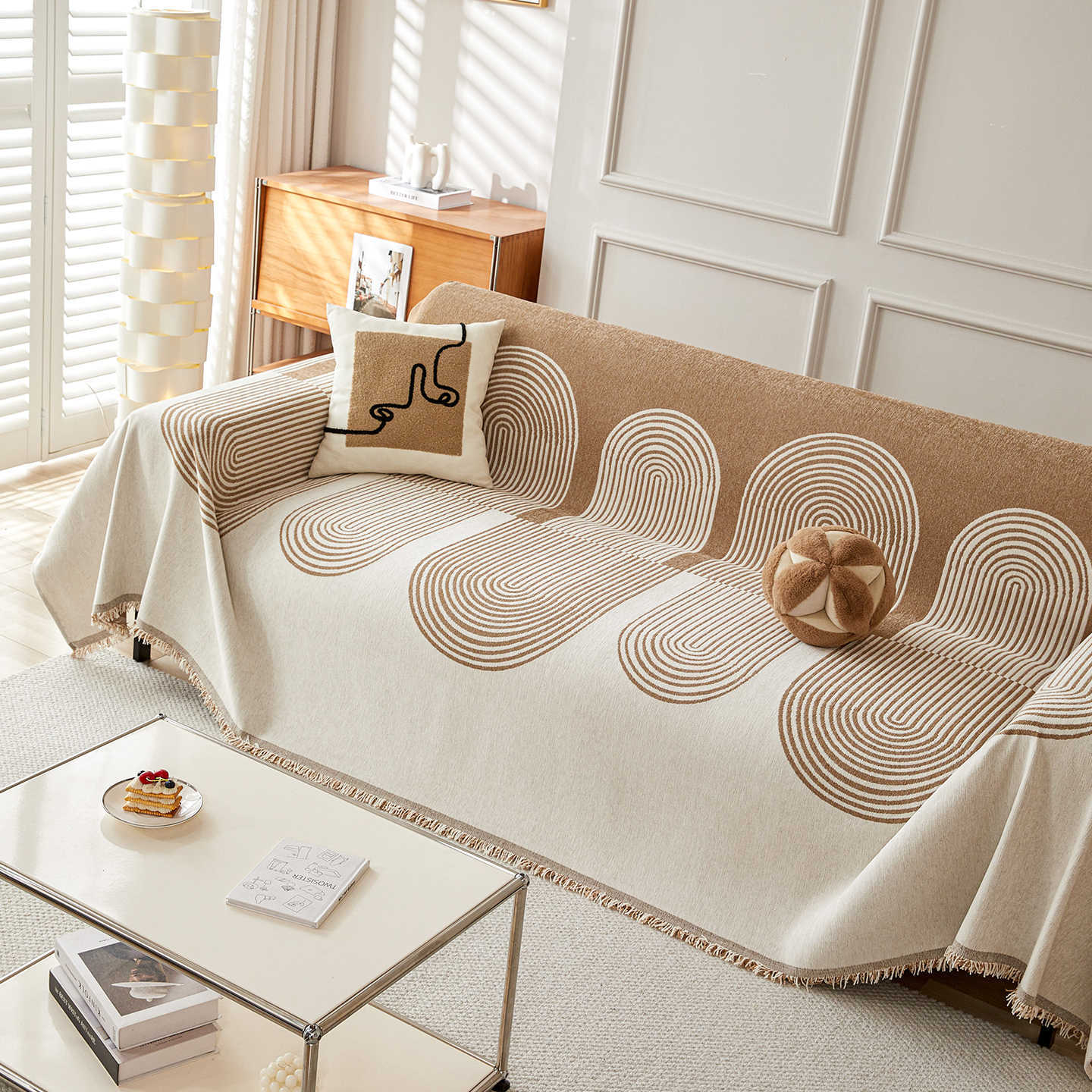 Modern Herringbone Sofa Cover Solid Color Chenille Throw Blanket Cat Scratch Resistant 180*130cm