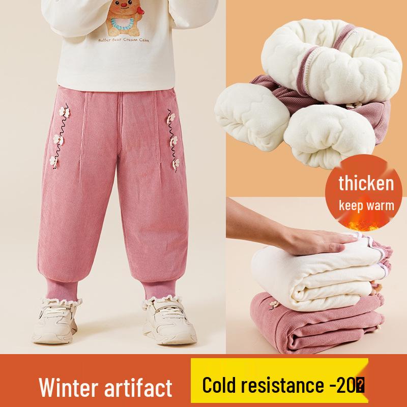 Jingqi Fleecegefütterte Winterhosen für Mädchen - Warme, modische Baumwoll-Oberbekleidung