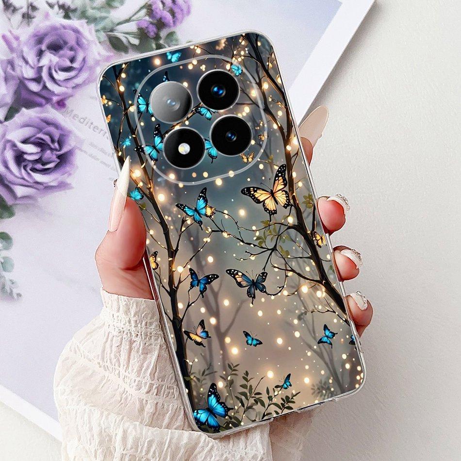 For Xiaomi Redmi Note 14 Pro+ Elegant Floral Butterfly Phone Case For Redmi Note14 Pro Plus 5G Soft Silicone TPU Cases