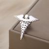 Dawapara Caduceus Symbol Brooch Pin Medical Symbol Accessories Travelers Talisman Graduation Gift Stainless Steel Jewelry