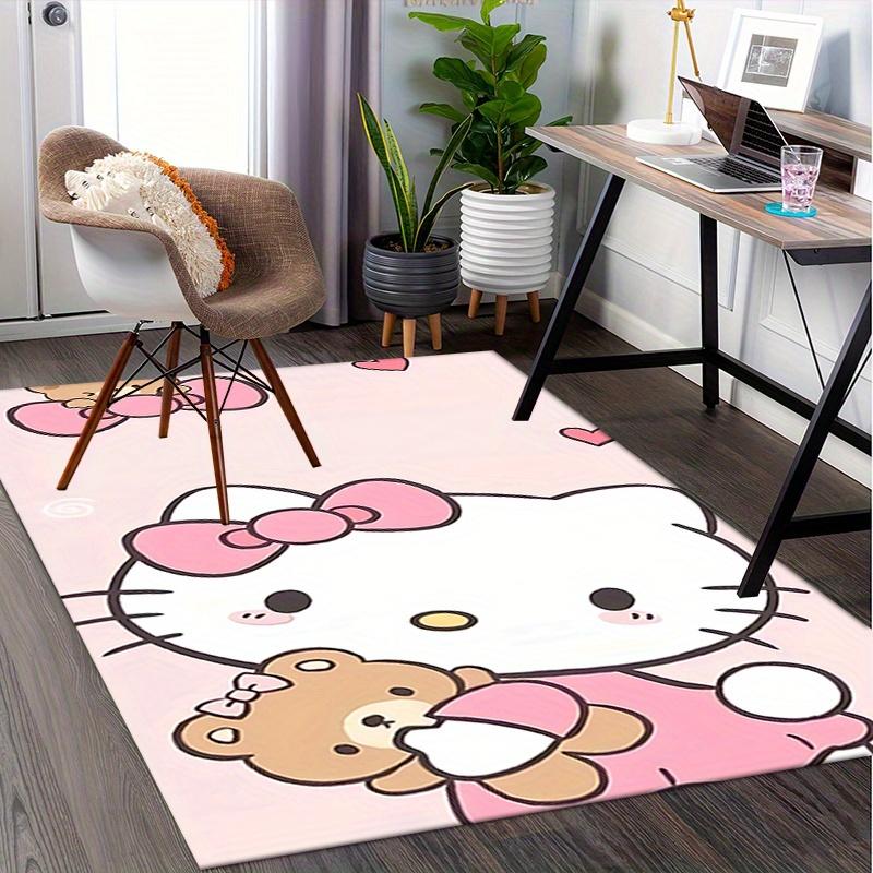 Office Rug Hello Kitty, Teddy Bear Anti-Slip Rug, Machine Washable for Living Room, Bedroom, Office, Multiple Sizes, Bedroom Mat, Decorative Mat, Dura