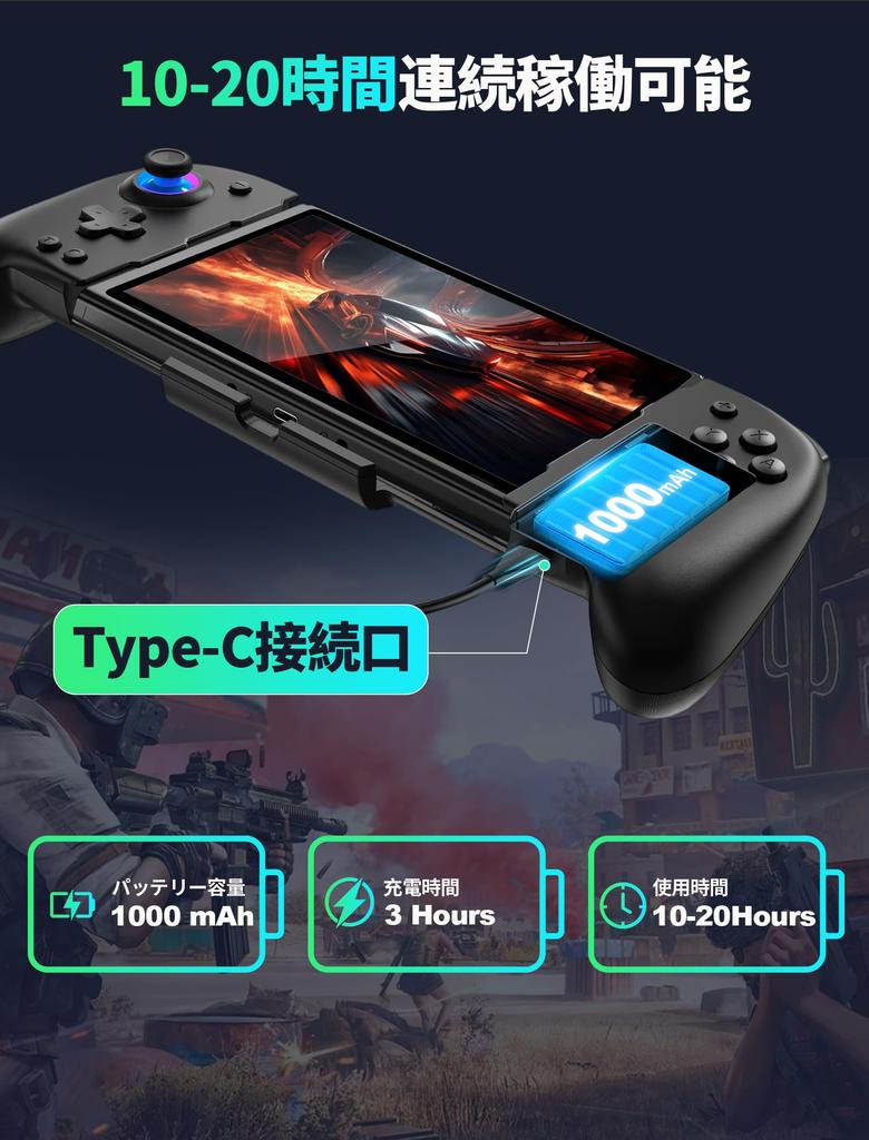 Switch Controller with Macro Loop Compatible with Release Wireless Switch Integrated Sleep Wake Double Hole HD Back 1000mAh 4 Game Card Handheld