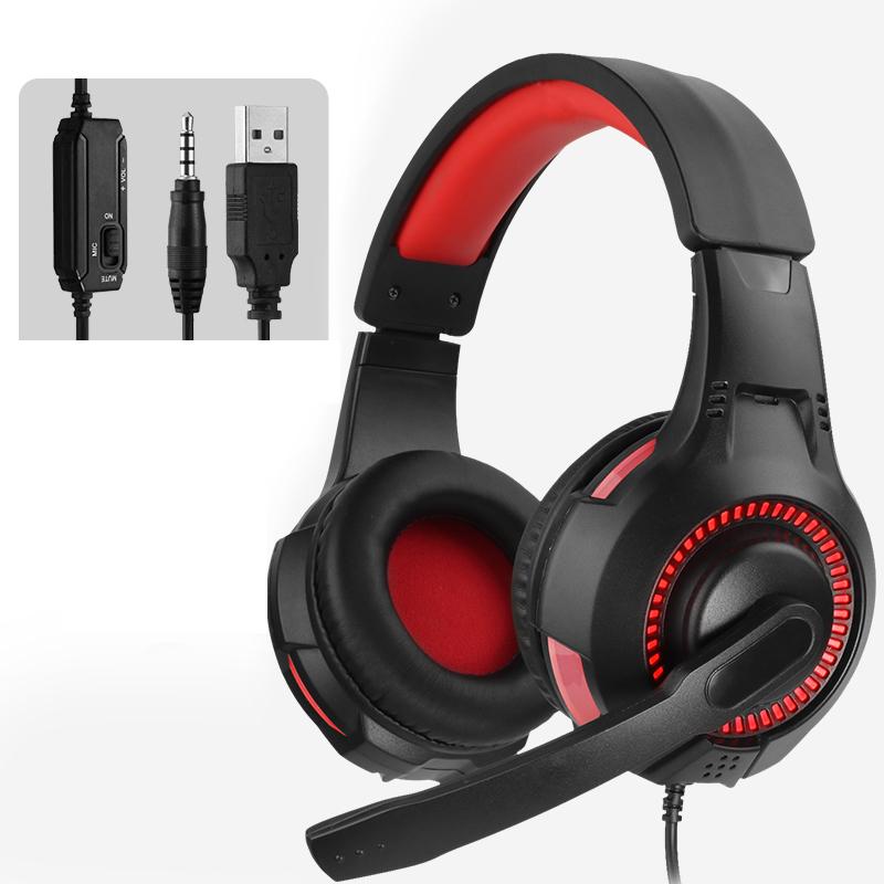 Usb Rgb Light Gaming Headset Headphones With Microphone For Pc Computer For Xbox One Professional Gamer Surround Sound Rgb Light