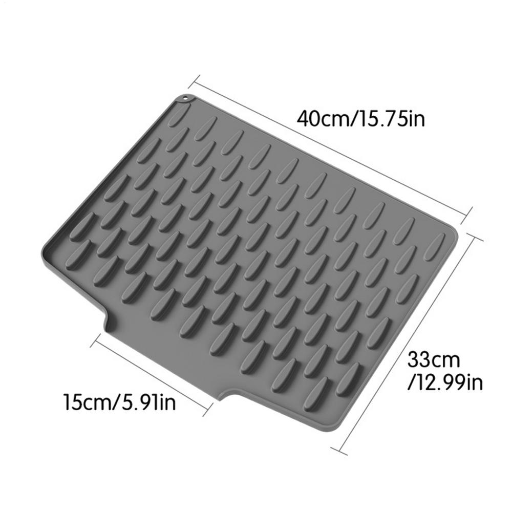 

Silicone Dish Drying Mat Sink Pad Silicone Non-Slip Foldable Protector Drying Mat For Kitchen Counter Dishwashing Cooking Dining 40x33.5cm темно-сірий